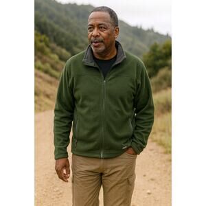 REI Polartec Green Full Zip Fleece Jacket Men’s Large Outdoor Hiking camping